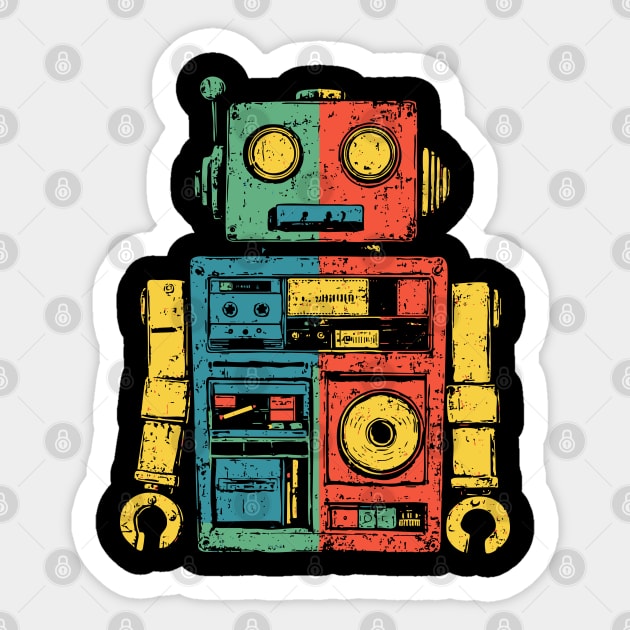 Retro Robot with Funky Pop Art Vibes Sticker by TuncGK